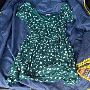 Pink Lily Green Floral Dress